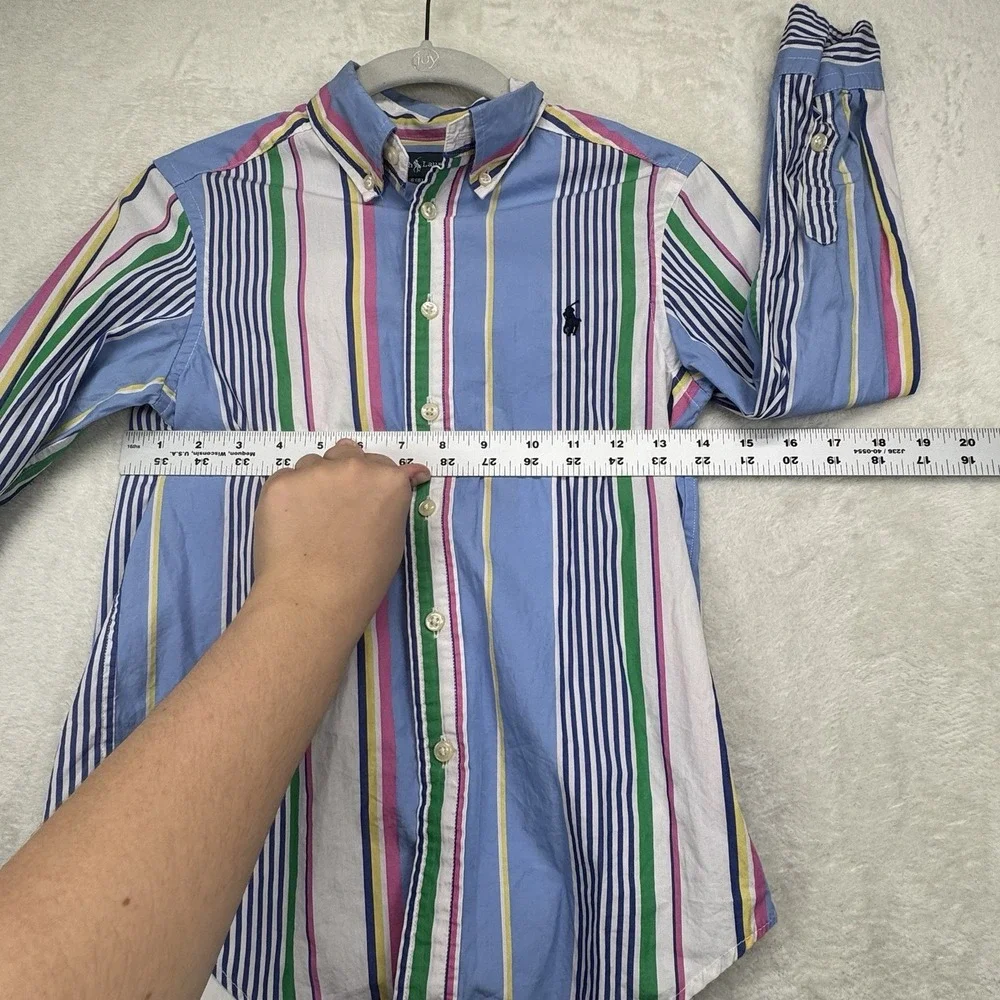 Ralph Lauren Kids Button Down Shirt Boys 8 Multicolor Striped Pony Logo